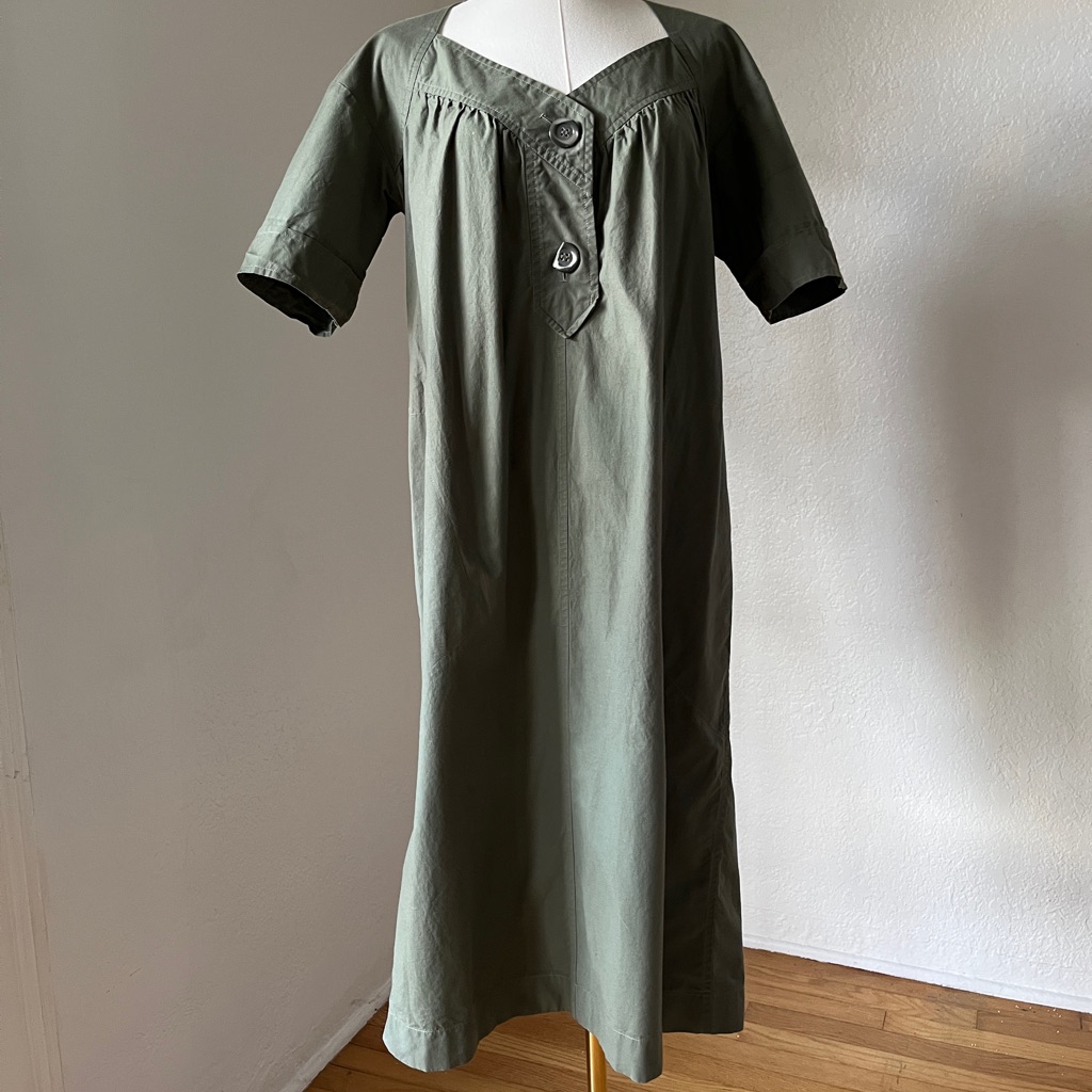 Yves Saint Laurent Olive Green Midi Dress